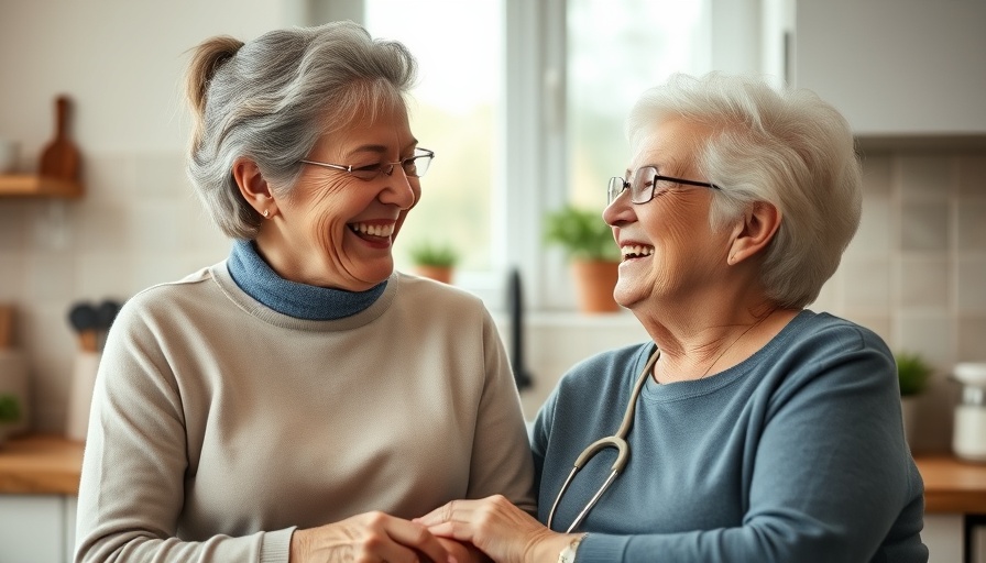 Richmond Seniors Expo: Elderly woman and caregiver sharing a joyful moment.