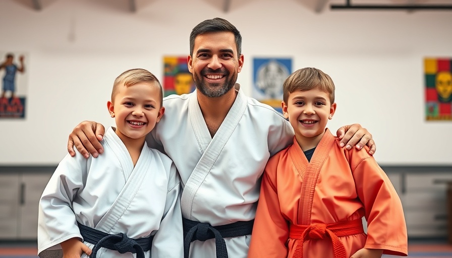 Martial arts class building future leaders with enthusiastic instructor.