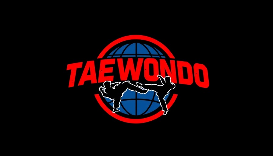 Martial arts logo with taekwondo text and globe design.