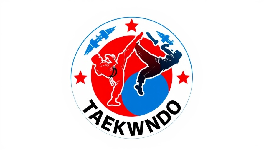 Progressive Overload in Martial Arts Training emblem with Taekwondo theme.
