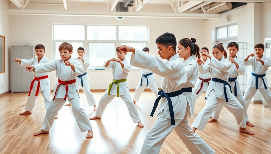 Martial arts classes Gurnee: Kids practicing punches in bright studio.