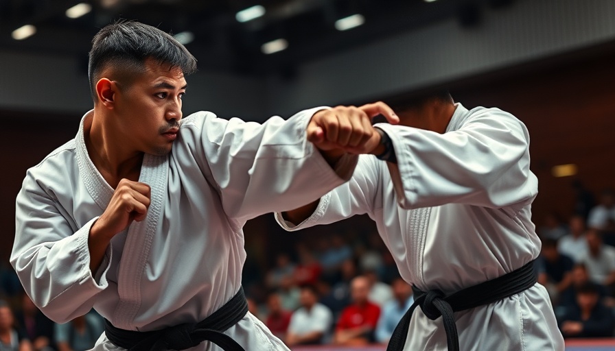 Karate student showing intense focus during lesson