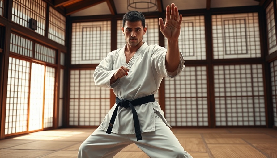 Karate seminar in Szczecin featuring martial artist in dojo.