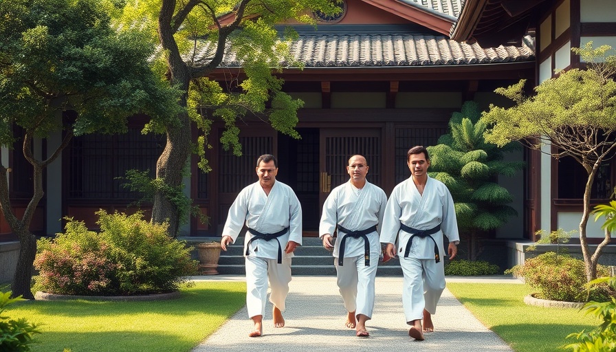 Traditional karate dojo in Gurnee with practitioners outside.