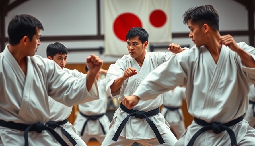 Karate training session depicting renshusei in Japan.
