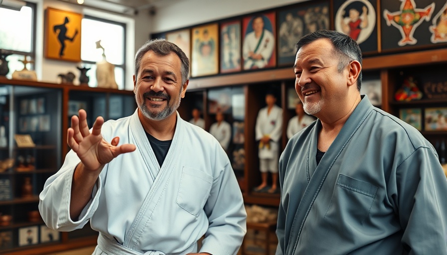 Men discussing karate artifacts in museum for practical karate training Gurnee.