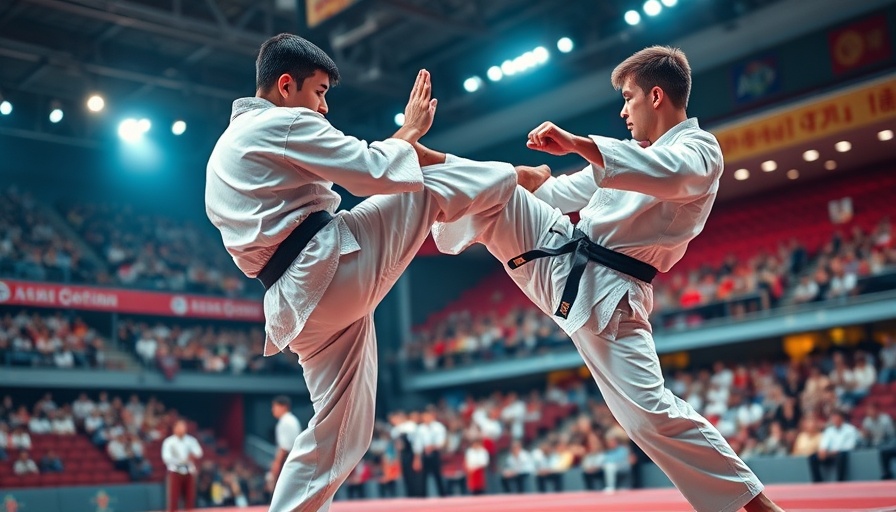 Martial arts combat strategy demonstrated in karate match.