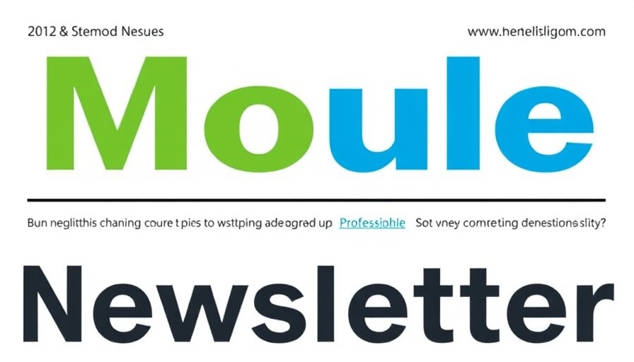 Modern newsletter design with green and blue text