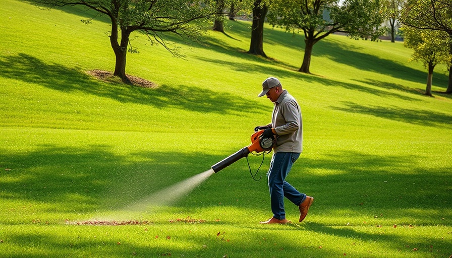 Gardener using leaf blower on a hillside - Noise Ordinances for Landscaping