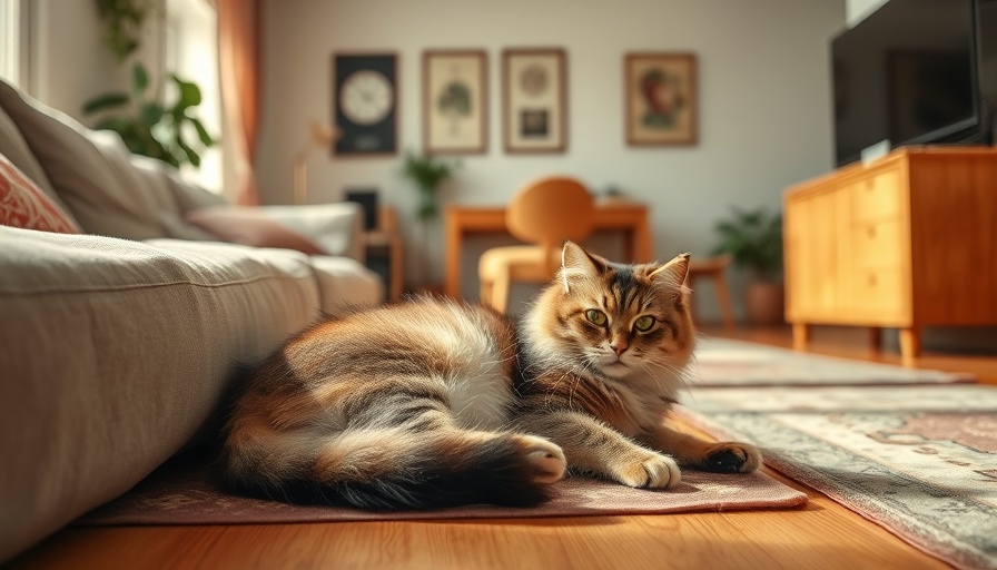 Fluffy cat in a cozy living room, ideal for tips on how to get rid of cat spray smell.