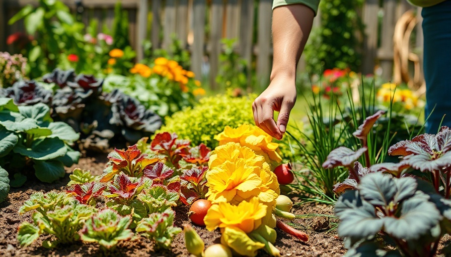 Person removing grass in a vegetable garden.