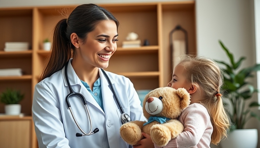 Doctor using new autism therapy with young girl in a clinical setting.