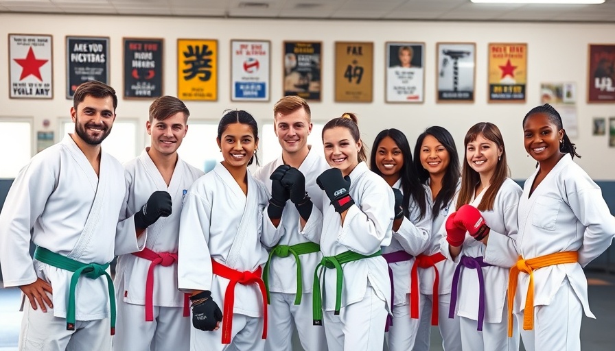 Martial arts classes Gurnee students posing in dojo.