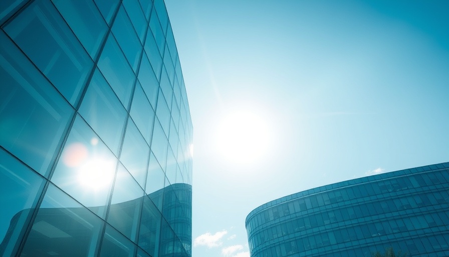 Modern glass building reflecting clear sky for senior health center plans.
