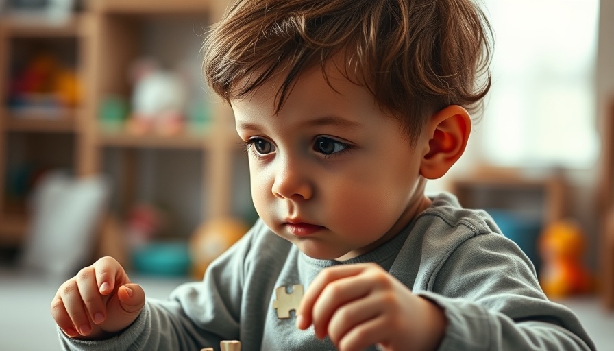 Thoughtful child holding puzzle piece, rise in autism discussion.