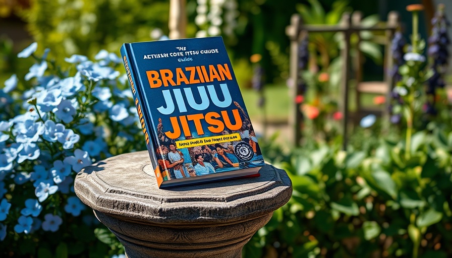 Brazilian Jiu-Jitsu guidebook on stone pillar in garden