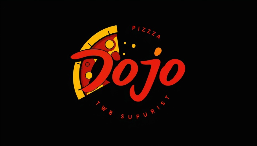 Karate-themed pizza logo illustrating 'DoughJo'.