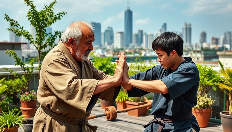 Martial arts training session on rooftop in Gurnee city.