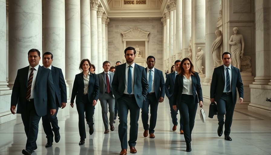 Professionals in a marble hallway discussing Texas Medicaid changes