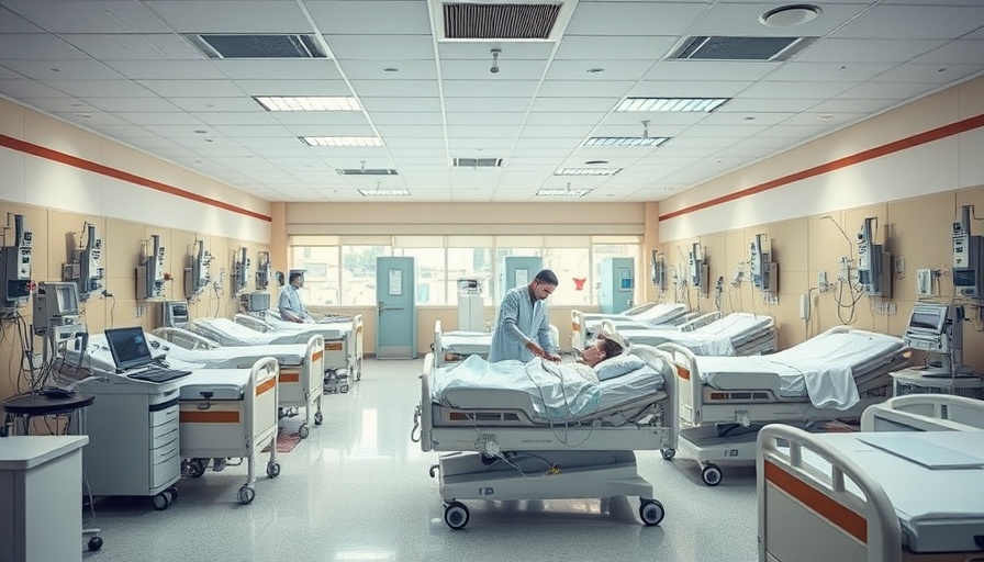 Hospital room depicting senior care amid Medicaid cuts with medical staff attending.