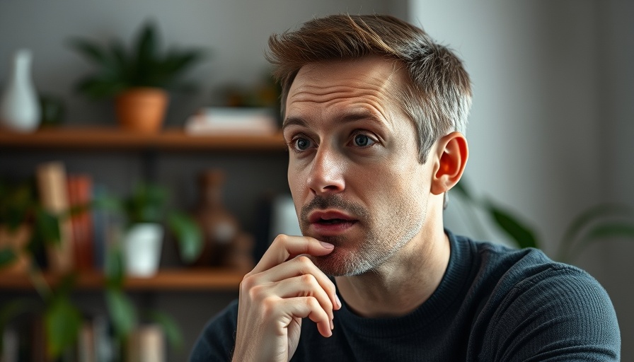 Man discussing indoors with thoughtful expression, Sam Thompson Autism Diagnosis