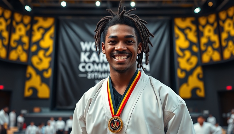 Weyburn Karate Nationals participant smiling with medal at WKC event.