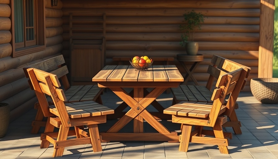 Umpqua Patio Furniture wooden set with benches.