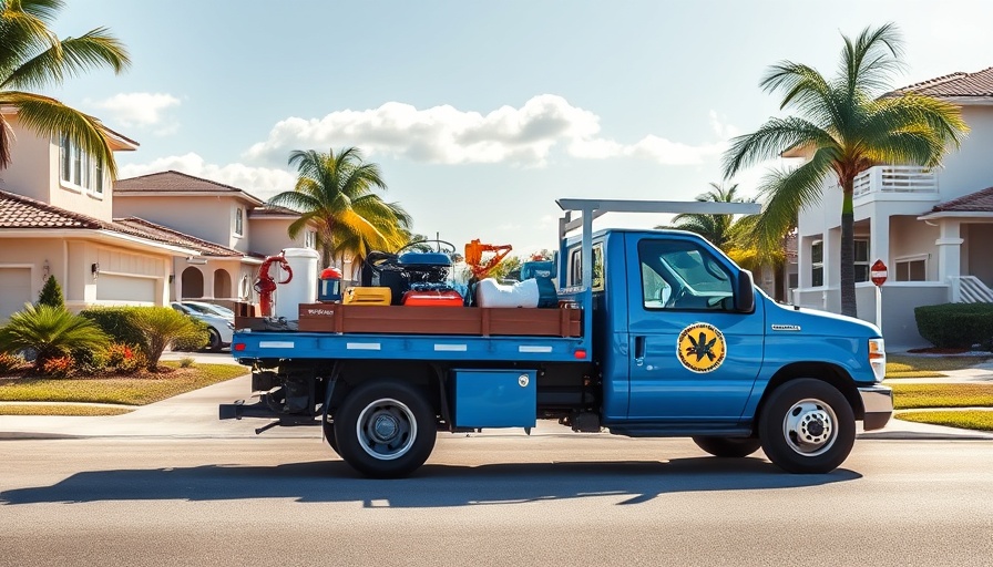Pest control truck for lawn care services in Florida neighborhood.