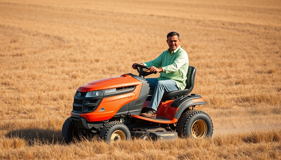 Lawn care worker in Shelby MI on a riding mower.
