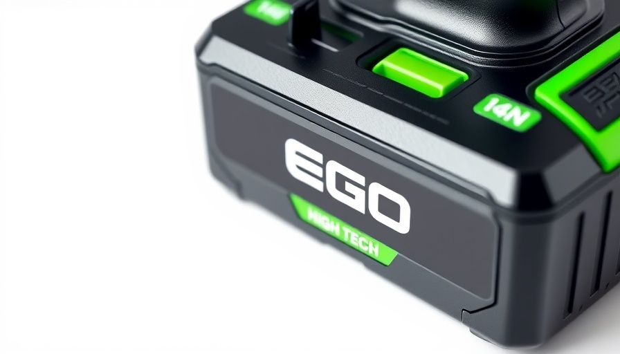 EGO lawn care deals - EGO power tool battery close-up.