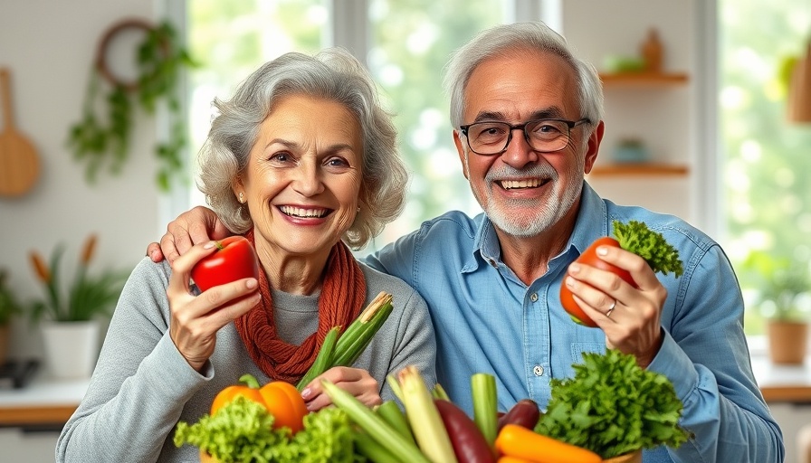 Seniors enjoying vegetables addressing America's senior health crisis.