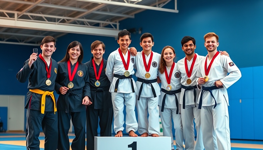 Martial artists in NYC celebrate self-defense training success with medals.