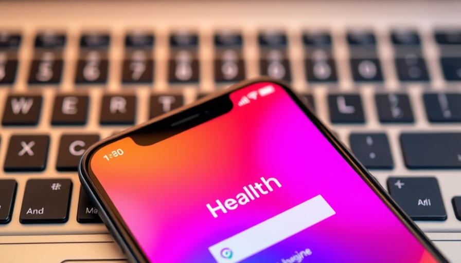 Health app login screen on phone, Muskegon coverage.