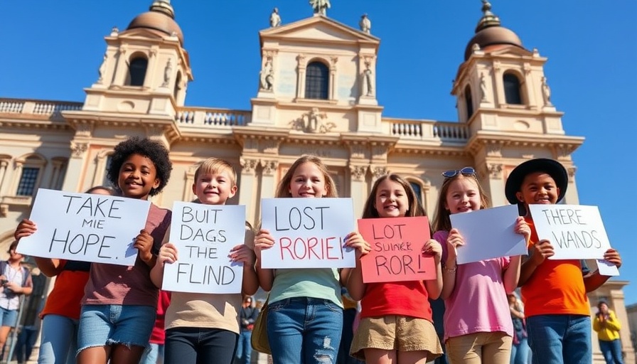 Children holding signs protesting tests impact due to autism.