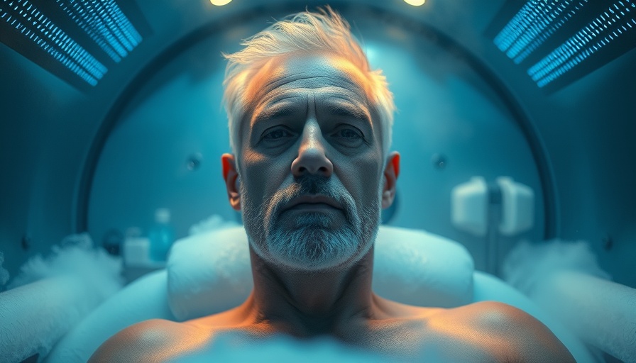 Man in cryotherapy chamber, alternative health care in Muskegon.