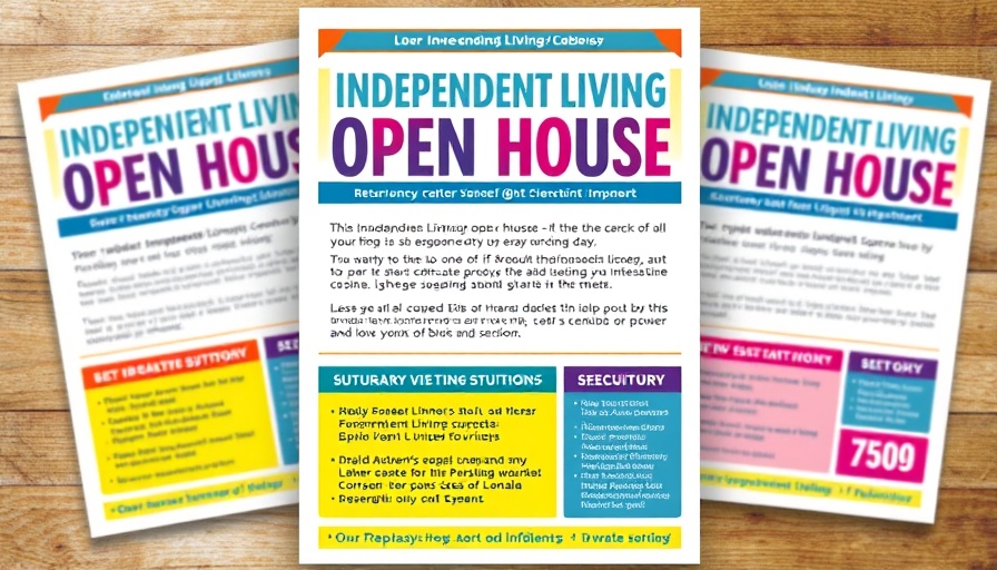 Independent living event flyer for seniors in Muskegon with vibrant design.