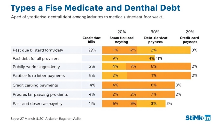 Chart displaying healthcare debt breakdown among adults, showing categories and percentages.
