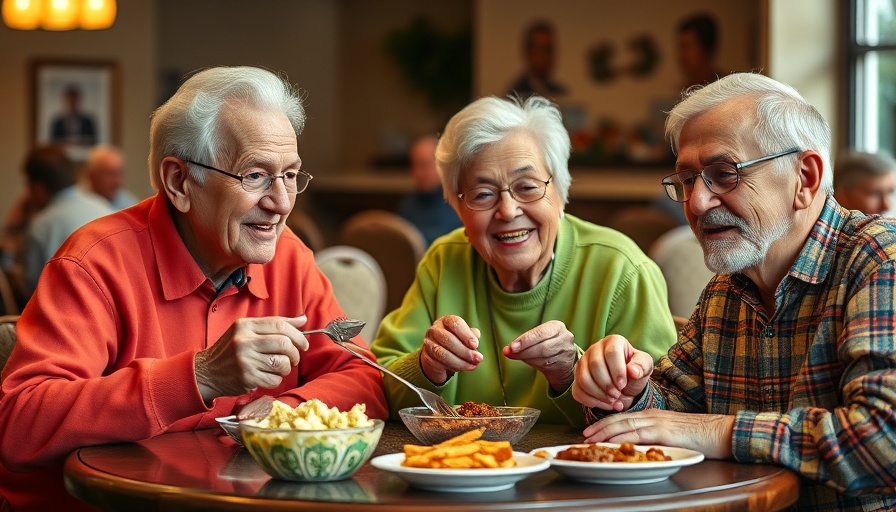 Seniors enjoying a plant-based meal at a community program.