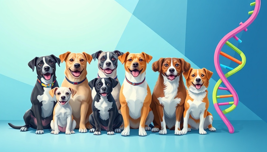 Dogs with DNA helix illustration for Dog Aging Project