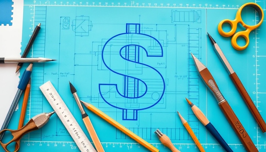 Blueprint-style dollar sign with drafting tools on turquoise background depicting 'New Tax Deduction for Older Adults'.