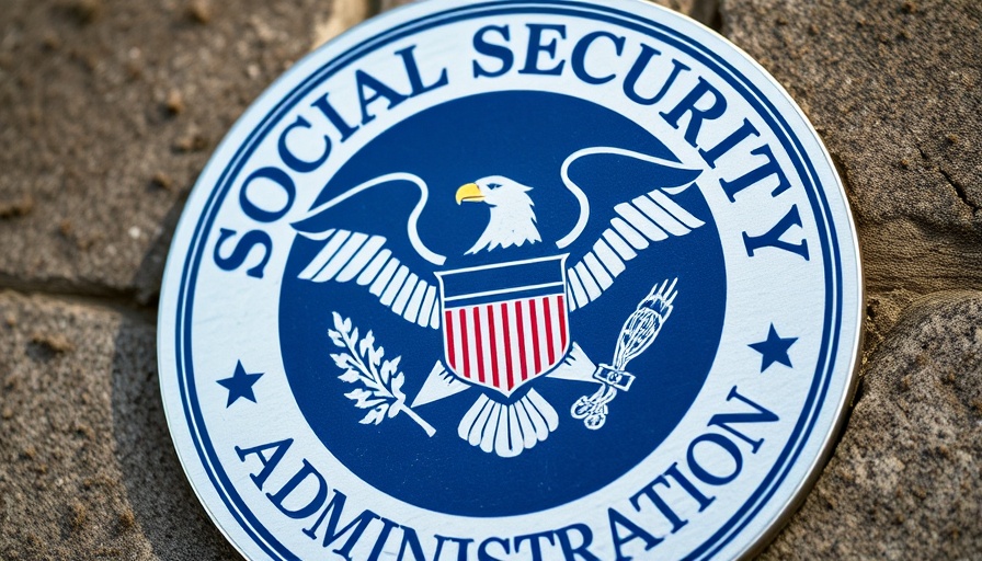 Apply for Social Security: Close-up of emblem on stone background.