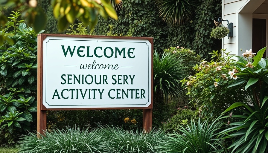 Sign for Rianda House Senior Activity Center surrounded by greenery.