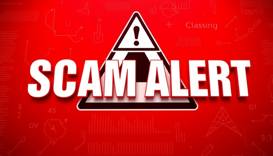 Scam alert warning text on vivid red background.
