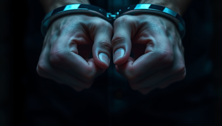 Close-up of hands in handcuffs symbolizing arrest in Hyderabad.