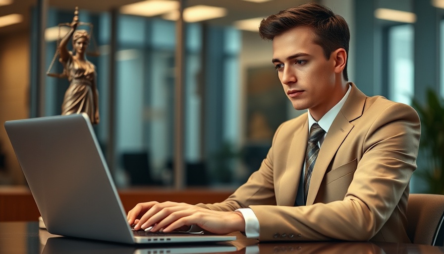 Professional working on laptop in office setting.