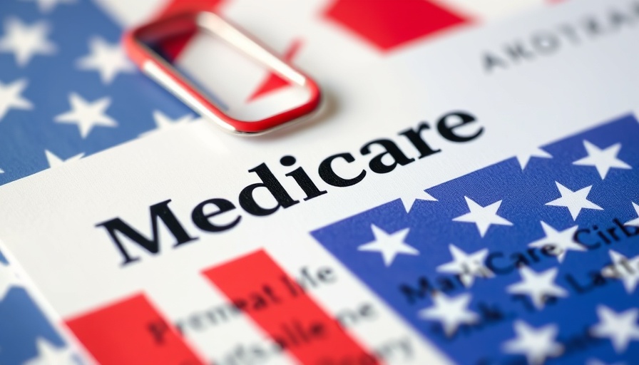 Medicare card with American flag overlay for Muskegon plan comparisons.