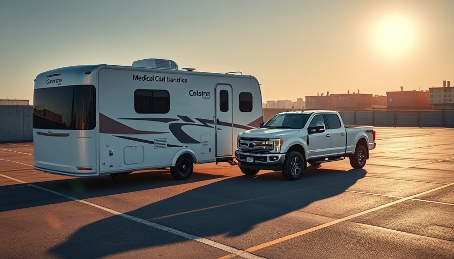 Mobile diagnostic unit at sunrise in El Centro, autism evaluation pilot program.