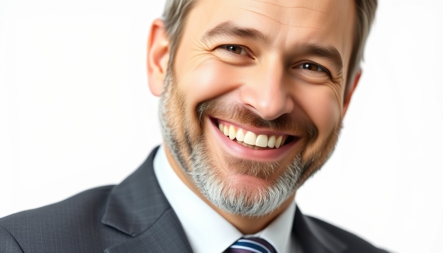 Smiling man in business attire, ideal for retirement planning for the self-employed.