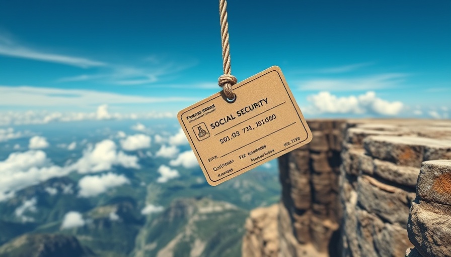 Concept of Social Security benefit cuts in 2026 shown by card over cliff.