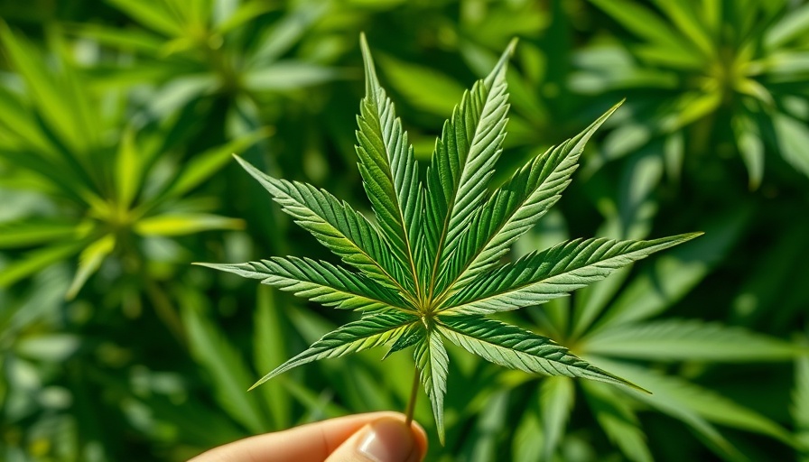 Cannabis leaf in hand, depicting medical marijuana alternatives for veterans.